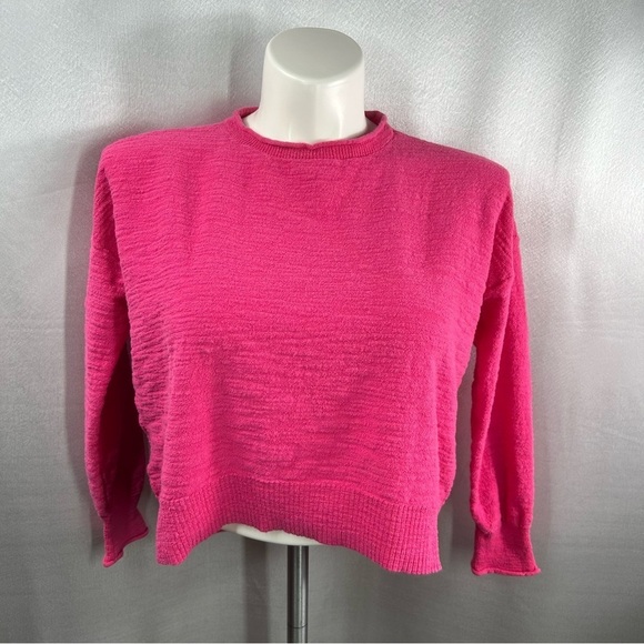 Loft Pink Long Sleeve Cropped Sweater L - Picture 1 of 6